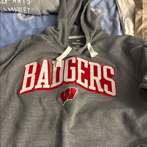 Fanatics Gray Hoodie with Red Badgers Logo